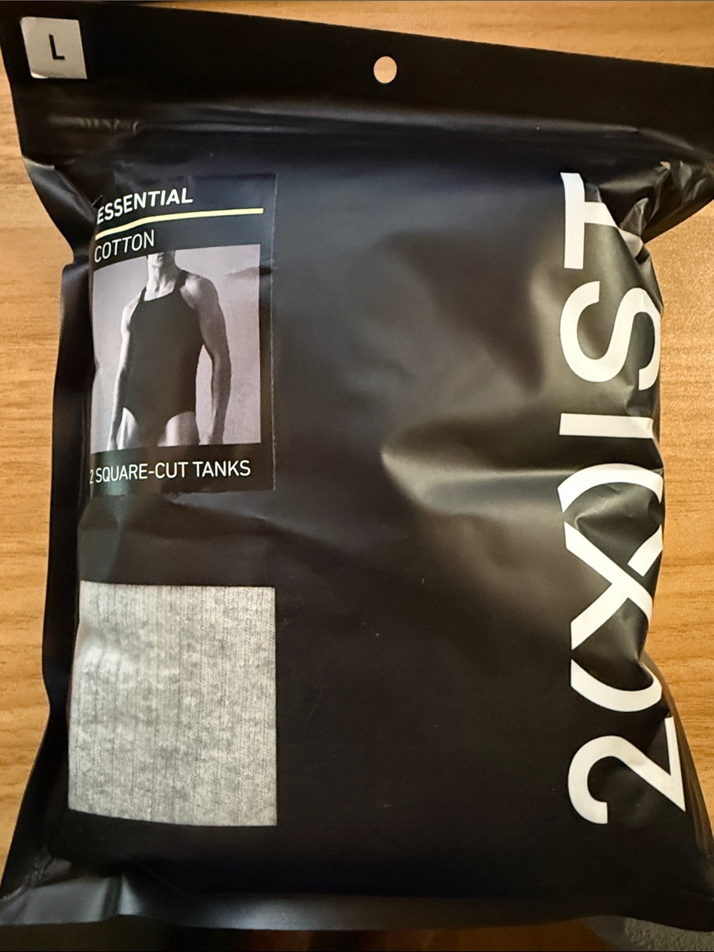2xist Cotton Square-Cut Tank (Gray and black) - 2 Pack